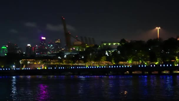Ночной Вид Сингапур Реки — стоковое видео