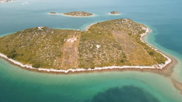 Heart Island Vista Aérea Croácia Galesnjak Ilha Croata Forma Coração — Vídeo de Stock