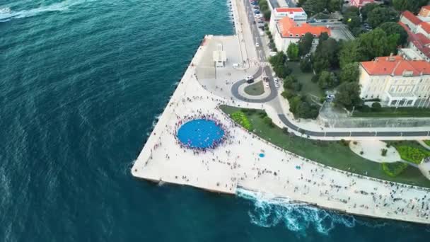 Zadar Croatia Aerial View City Center Main Landmarks Sunset — Stock Video