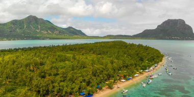 Ile Aux Benitiers, Mauritius Island. Amazing aerial view with Mauritius Island on the background.