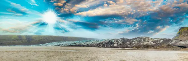 Skaftafellsjokull Glaciar Atardecer Vista Panorámica Del Paisaje Islandia —  Fotos de Stock
