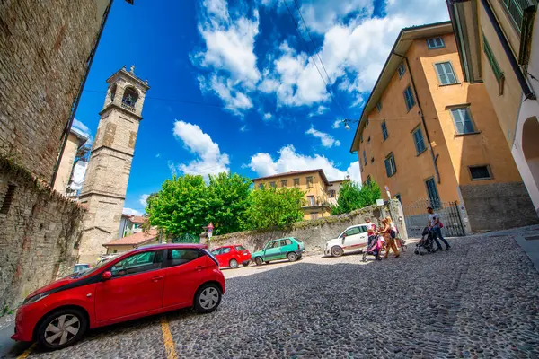 Bergamo Italy July 2017 Medieval Streets Buildings Bergamo Alta Sunny — Stock Photo, Image
