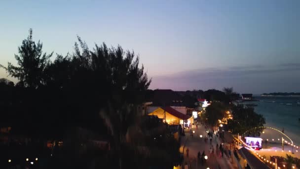 Gili Trawangan Lombok Gece Hava Görüntüsü — Stok video