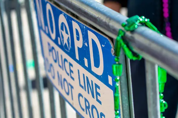 New Orleans Police Department Police Line Cross Sign Mardi Gras — Stock Photo, Image