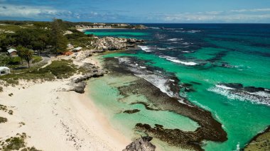 Rottnest Adası, Avustralya 'daki Longreach Körfezi hava görüntüsü