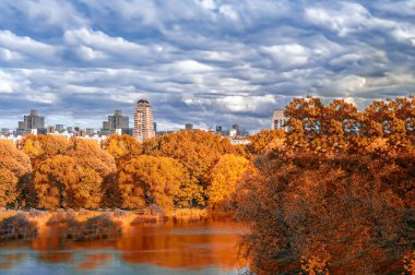 Central Park bulutlu bir sonbahar gününde, New York.