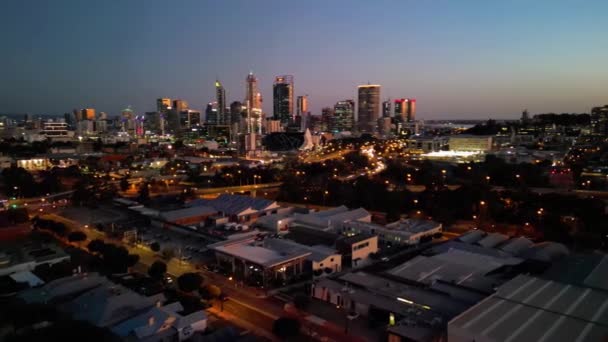 Вид Воздуха Горизонт Перта Ночью Западная Австралия — стоковое видео