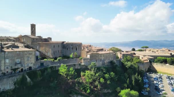 Widok Lotu Ptaka Volterra Średniowieczne Miasto Toskanii — Wideo stockowe