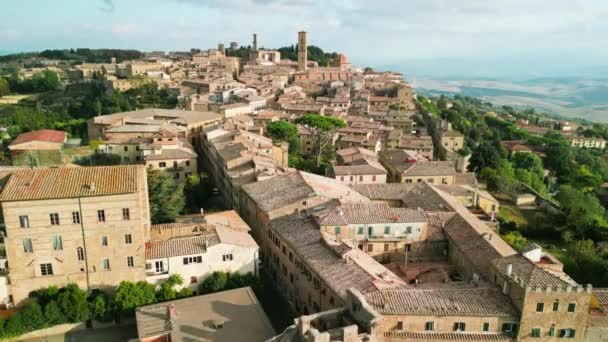 Vista Aérea Volterra Una Ciudad Medieval Toscana — Vídeo de stock