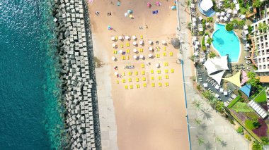 Aerial view of Calheta Beach in Madeira.