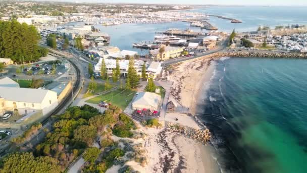 Aerial View Fremantle Port Coastline Sunny Afternoon Western Australia — Stock Video