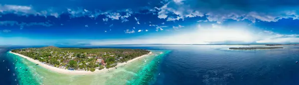 Amazing Aerial View Gili Trawangan Coastline Sunny Day Indonesia — Stock Photo, Image