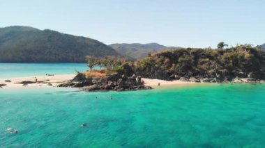Aerial view of Black Island in the Coral Sea - Whitsunday Islands - Australia.