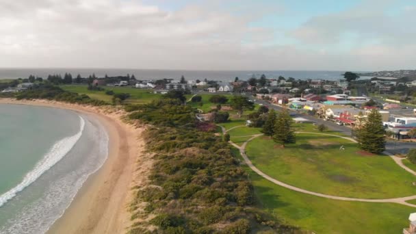 Luchtfoto Van Apollo Bay Australië Vanaf Drone Great Ocean Road — Stockvideo