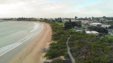 Amazing aerial view of Apollo Bay coastline, Great Ocean Road - Australia.