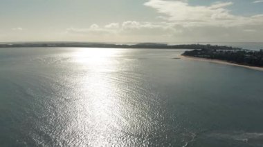 Aerial view of Phillip Island coastline at sunset, Australia.