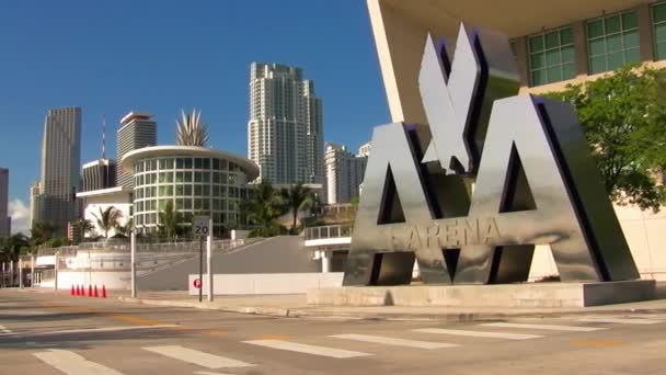 Miami Kwietnia 2009 Arena Panorama Miasta Słoneczny Dzień — Wideo stockowe