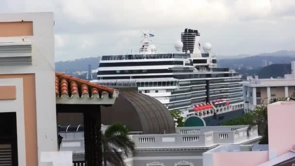 San Juan Puerto Rico April 2009 Holland America Cruise Ship — Stock Video