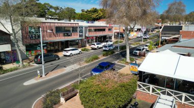 Margaret River, Avustralya - 7 Eylül 2023: Margaret River caddelerinin hava manzarası, Batı Avustralya.