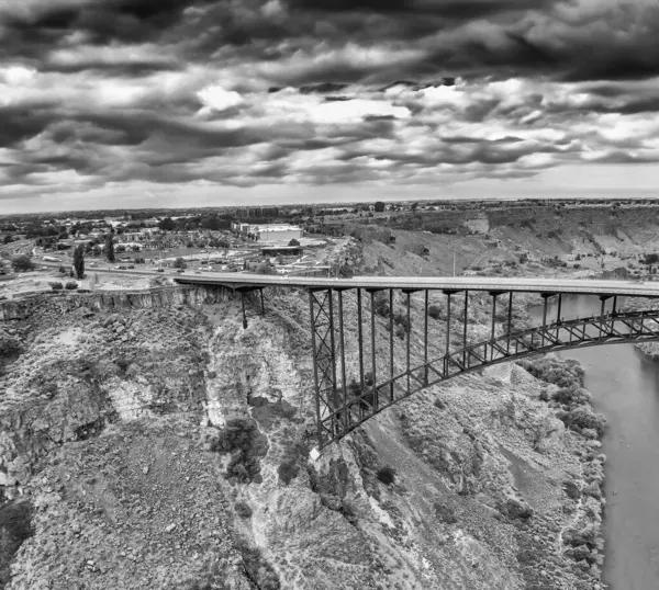 Stock image Perrine Memorial Bridge aerial view in Jerome, Idaho.