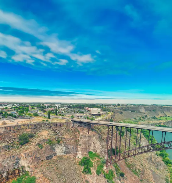 Vista Aérea Del Puente Perrine Memorial Bridge Jerome Idaho — Foto de Stock