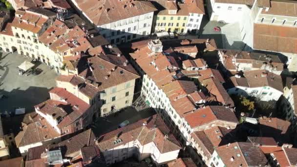 Lucca Toskania Widok Lotu Ptaka Centrum Miasta Piazza Anfiteatro Średniowiecznych — Wideo stockowe