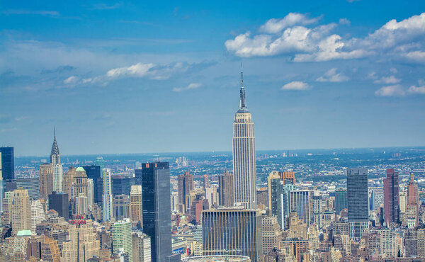New York City - June 2013: Aerial view of New York Skyline.