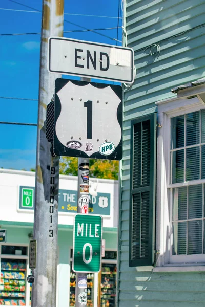 Key West February 2016 Florida Scenic Highway Road Sign Start — Stock Photo, Image