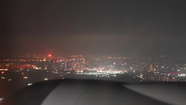 Ночной Вид Сингапур Вылета Рейса — стоковое видео