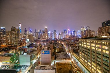 New York City - 1 Aralık 2018: Midtown gökdelenlerinin panoramik hava manzarası.