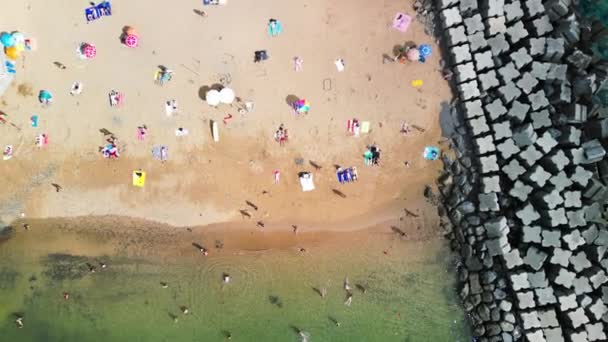 マデイラ島のカルヘタビーチの空中写真 — ストック動画