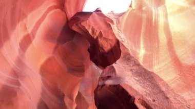 Antelope Canyon Arizona, ABD 'deki Turuncu Kanyon Duvarı' nın soyut detayları.