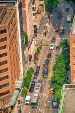 Vancouver, Kanada - 10 Ağustos 2017: Yüksek görüş açısıyla inanılmaz havadan şehir manzarası.