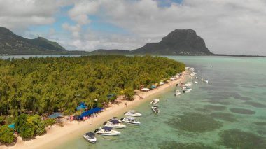 Ile Aux Benitiers, Mauritius Island. Amazing aerial view with Mauritius Island on the background.