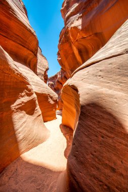 Antelope Canyon Arizona, ABD 'deki Turuncu Kanyon Duvarı' nın soyut detayları.