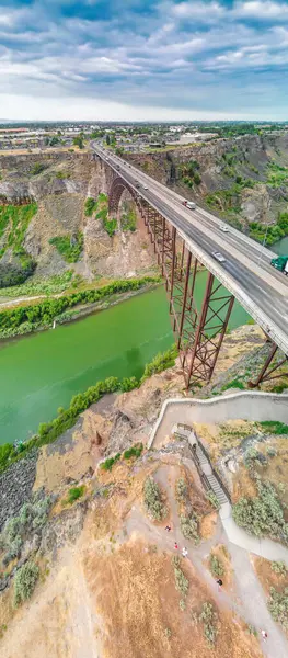 Perrin Memorial Bridge Luftutsikt Jerome Idaho – stockfoto