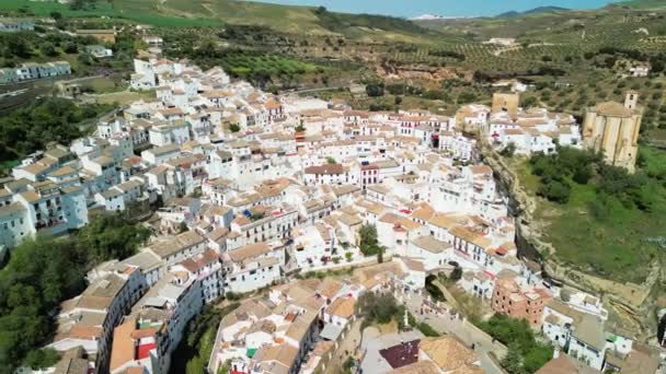 Vista Aérea Setenil Las Bodegas Andalucía Famoso Por Sus Viviendas — Vídeo de stock