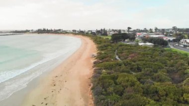 Amazing aerial view of Apollo Bay coastline, Great Ocean Road - Australia.