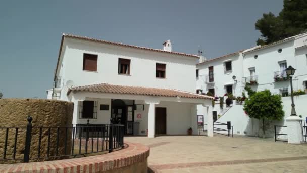 Zahara Sierra Andaluzia Vista Aérea Casas Caiadas Ostentando Telhados Ferrugem — Vídeo de Stock