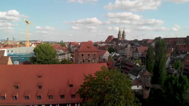 Нюрнберг Германия Вид Воздуха Высоты Беспилотника Реку Сити — стоковое видео
