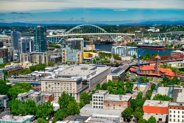 Aerial View Portland Skyline Skyscrapers Oregon Usa — Stock Photo, Image