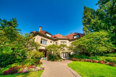 Portland, OR - 21 Ağustos 2017 Pittock Mansion, 1914 yılından kalma 23 odalı bir villa..