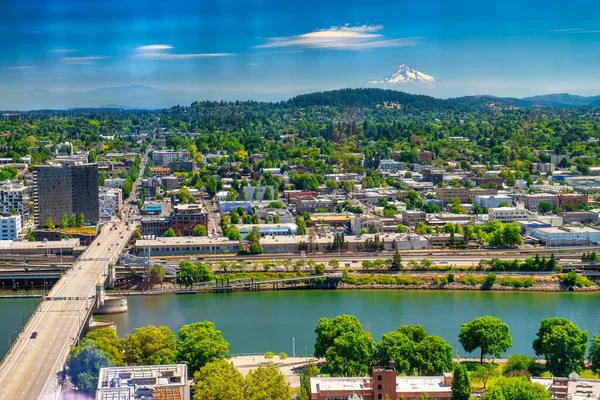 Portland Oregon Sierpnia 2017 Widok Lotu Ptaka Ulice Budynki Miasta — Zdjęcie stockowe