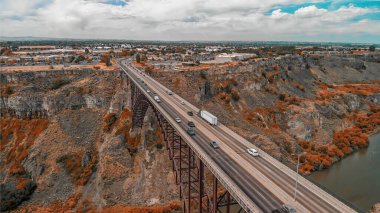 Jerome, Idaho 'daki Perrine Memorial Köprüsü hava görüntüsü.