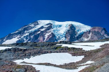 Yaz sezonunda Mount Rainier Ulusal Parkı 'nın muhteşem manzarası, Washington - ABD.