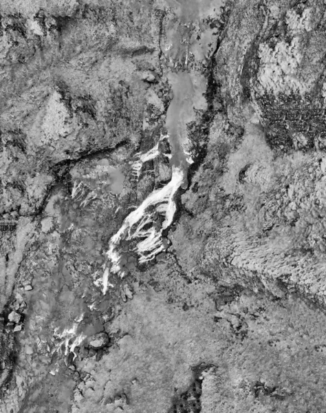 Luftaufnahme Des Schönen Stjornafoss Wasserfalls Einem Nassen Regentag — Stockfoto