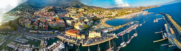 Sanremo Italy Aerial View City Port Skyline Sunny Afternoon — Stock Photo, Image