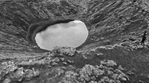 Вид Воздуха Керид Красивое Озеро Кратер Бирюзового Цвета Расположенное Юго — стоковое фото