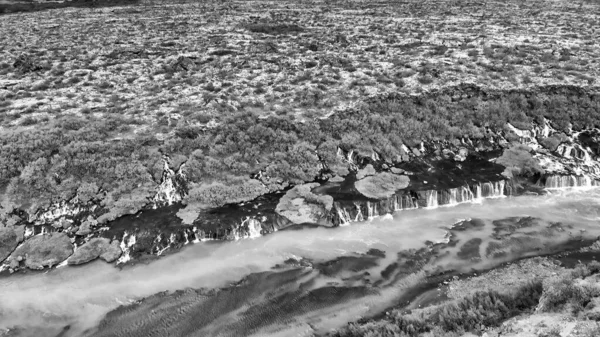 Vista Aérea Das Belas Formações Rios Rochas Azuis Nas Cachoeiras — Fotografia de Stock