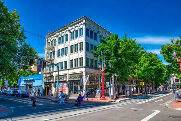 Portland Oregon August 2017 City Streets Buildings Sunny Summer Day — Stock Photo, Image